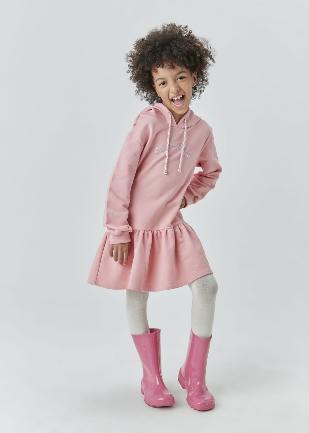 Vestido em moletom rosa