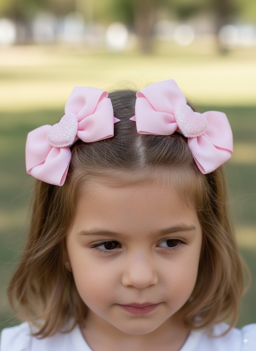 PAR DE LAÇO CORAÇÃO ROSA